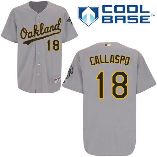 Alberto Callaspo #18 Youth Baseball Jersey-Oakland Athletics Authentic Road Gray Cool Base MLB Jersey